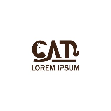 kedi logosu ve soyut tasarım vektörü çizimi