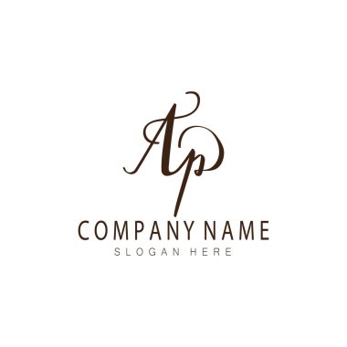 AP baş harfleri el yazısı logo tasarımı vektör çizimi