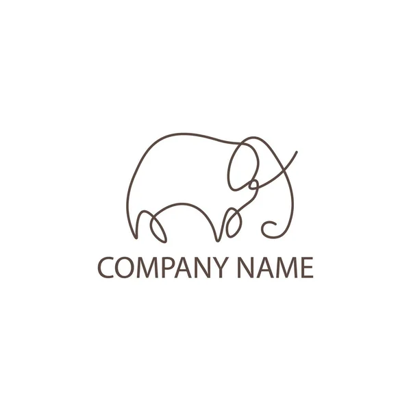 Elefante Logotipo Única Linha Simples Modelo Vetor Ilustração — Vetor de Stock