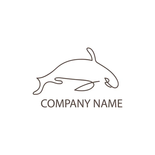 Logotipo Golfinho Simples Design Linha Única Ilustração Modelo Vetor — Vetor de Stock