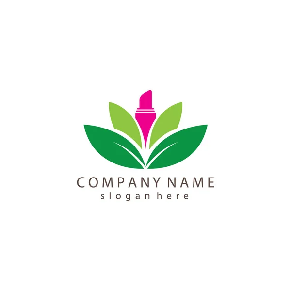 Illustration Logo Cosmétique Feuilles Avec Vecteur Conception Couleur — Image vectorielle