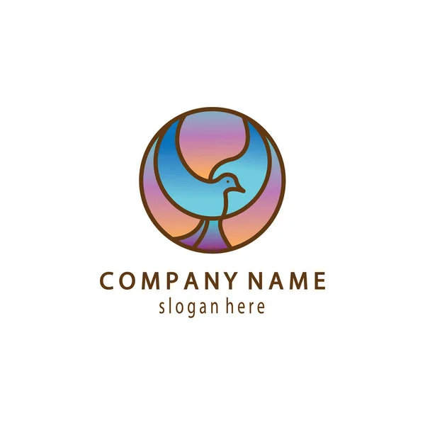 Logotipo Pássaro Contorno Simples Com Vetor Design Cor Vidro — Vetor de Stock