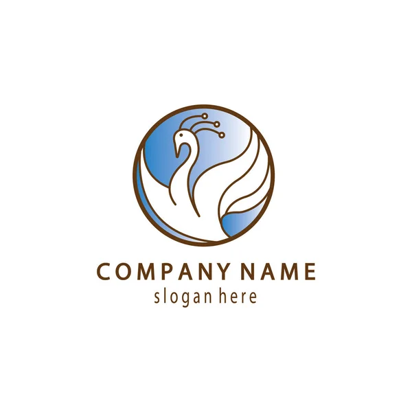 Logo Oiseau Contour Simple Avec Vecteur Conception Couleur Verre — Image vectorielle