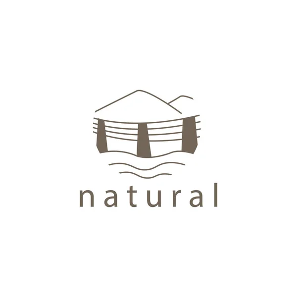 Logo Umreißen Natur Illustration Berge Und Flüsse Design Vektor Vorlage — Stockvektor