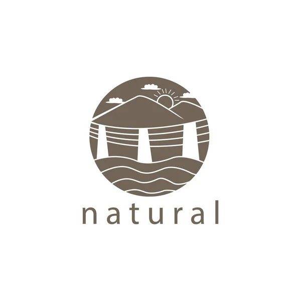 Logo Obrys Příroda Ilustrace Hory Řeky Design Vektorové Šablony Ornament — Stockový vektor