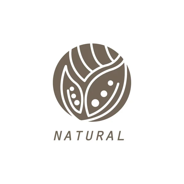 Logo Natur Blatt Umriss Illustration Kreis Design Schablone Ornament — Stockvektor