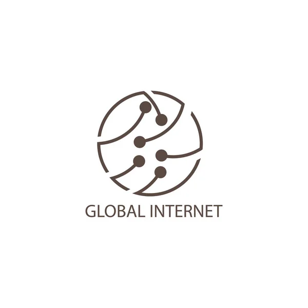 Інтернет Коло Логотип Ілюстрація Глобальний Контурний Дизайн Векторний Шаблон — стоковий вектор
