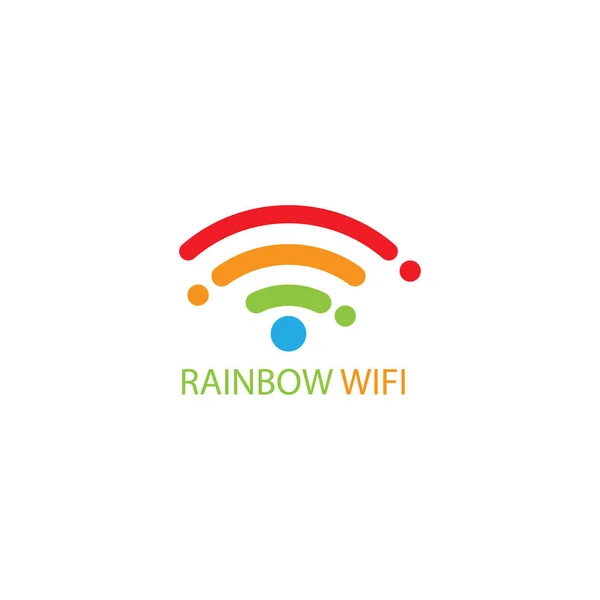 Rainbow Wifi Internet Logotipo Vetor Design Ilustração —  Vetores de Stock