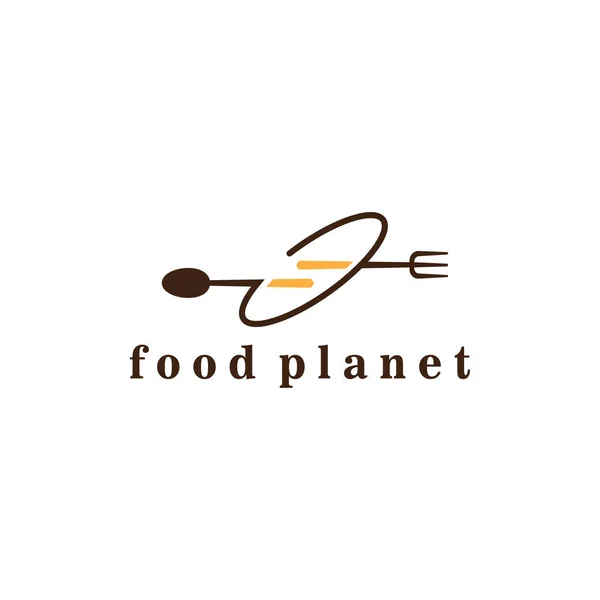 Logo Planeta Ilustración Cubertería Vector Diseño Plantilla — Vector de stock