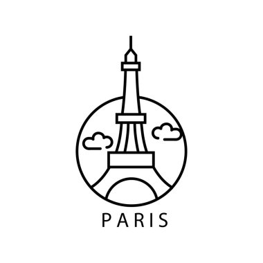 kule Paris logo illüstrasyon çember çizgisi sembolü basit tasarım vektörü