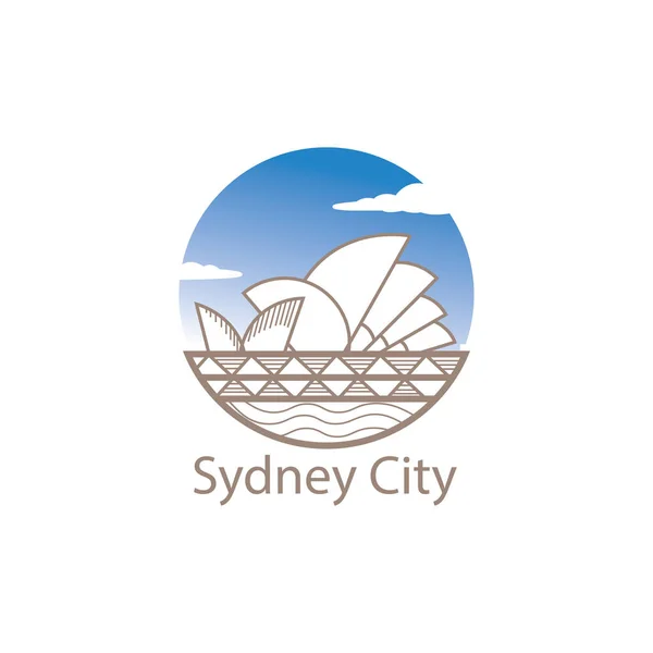 Sydney Logo Simple Outline Illustration Circle Design Vector Abstract — Stock Vector