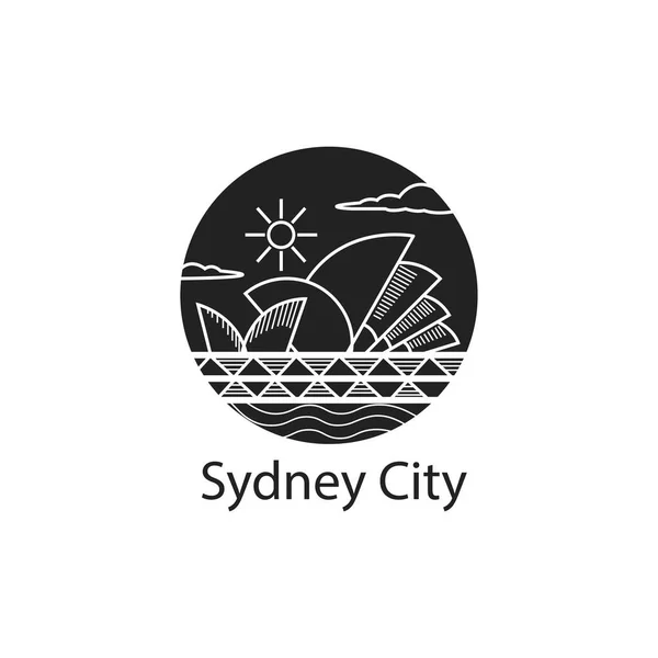 Sydney Logo Simple Outline Illustration Circle Design Vector Abstract — Stock Vector