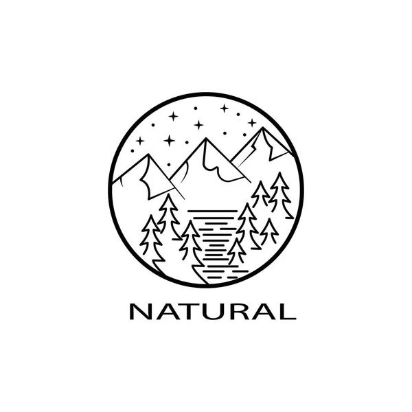 Berge Logo Abstrakt Illustration Umreißen Kreis Design Vektor Natur — Stockvektor