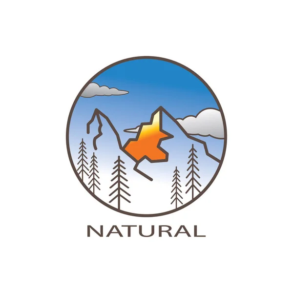 Βουνά Λογότυπο Αφηρημένη Εικόνα Περίγραμμα Κύκλο Σχεδιασμό Διάνυσμα Φύση — Διανυσματικό Αρχείο