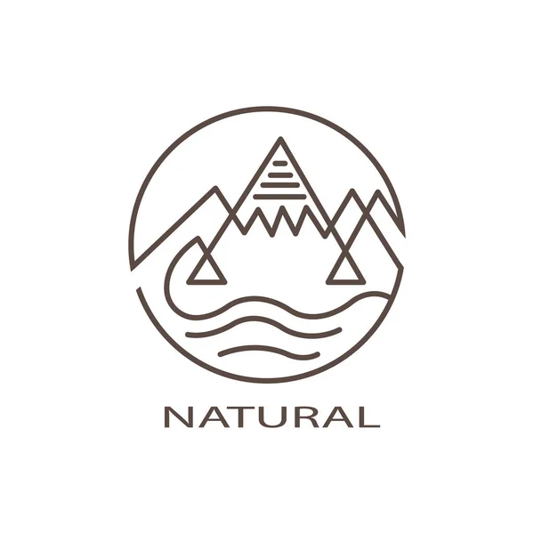 Montanhas Logotipo Resumo Ilustração Esboço Círculo Design Vetor Natureza — Vetor de Stock