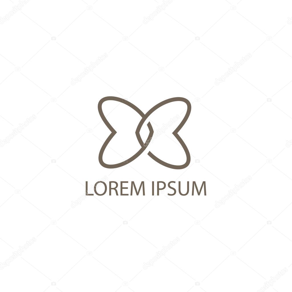 Love logo outline illustration butterfly design vector template