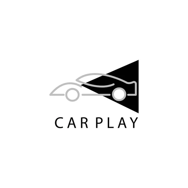 Car Play Logo Illustration Outline Abstract Design Vector Template — Stock Vector