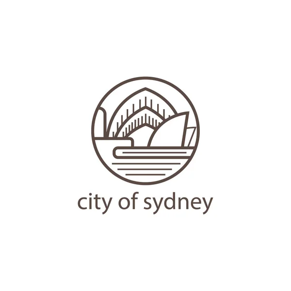Sydny Cidade Ilustração Simples Linha Círculo Design Vetor — Vetor de Stock