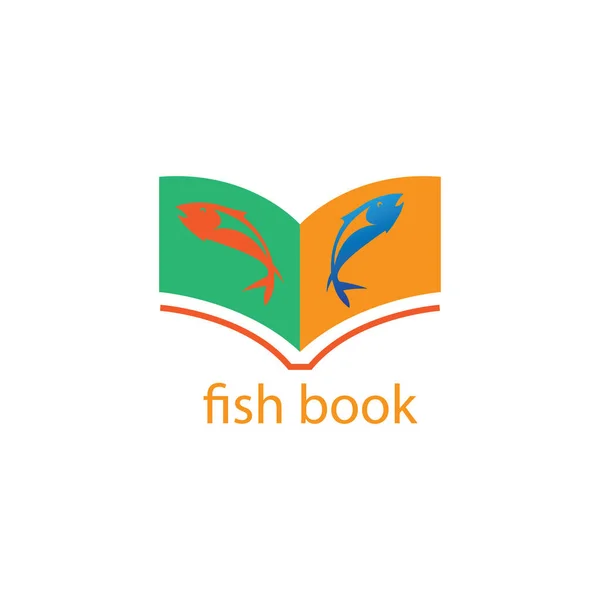 Fish Logo Illustration Book Creative Design Vector Template — Stock Vector