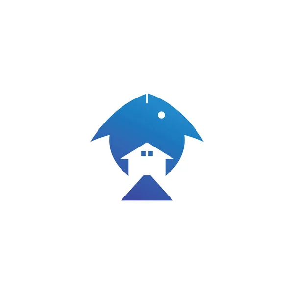 Vis Logo Eenvoudige Illustratie Huis Ontwerp Vector Template — Stockvector