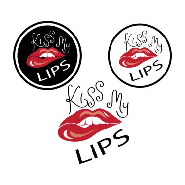 Kiss lips vektör alıntıları ilham verici logo tasarımı illüstrasyonu