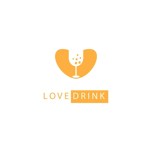 Liefde Drank Logo Vector Pictogram Glas Abstract Ontwerp Illustratie — Stockvector