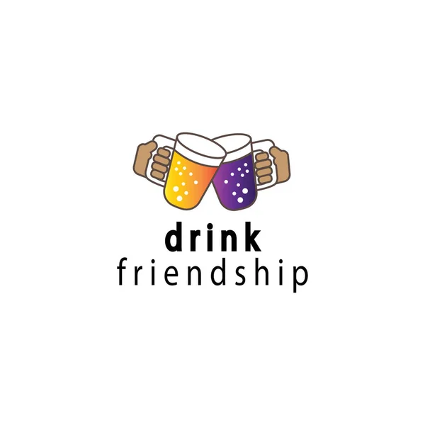 Drink Logo Illustration Glass Symbol Friendship Design Vector — Stock Vector
