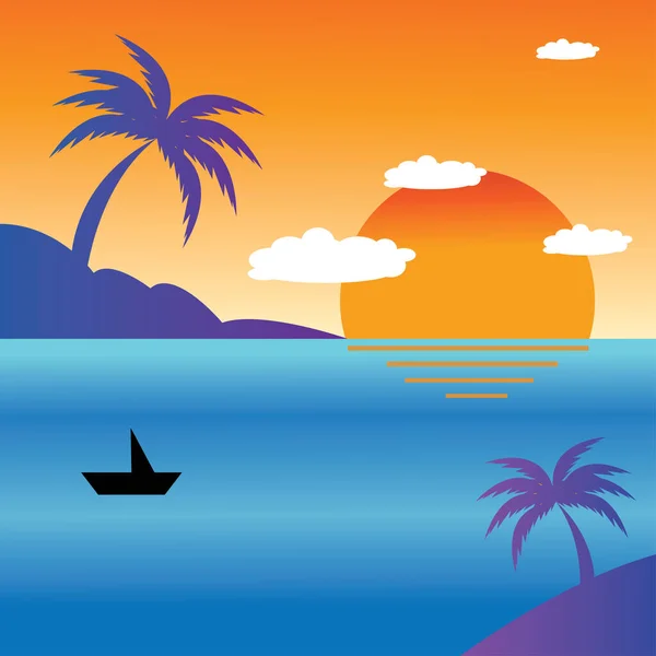 Paysage Illustration Fond Coloré Nature Coucher Soleil — Image vectorielle