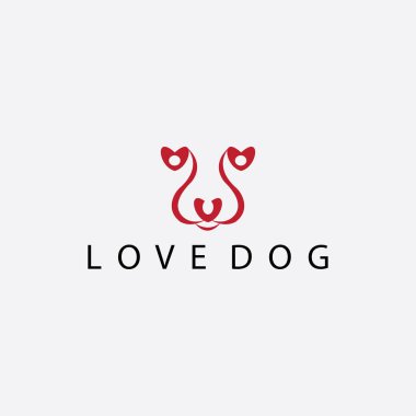Love dog logo vektör çizimi yüz tasarımı