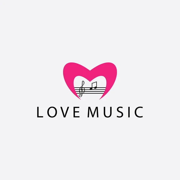 Amor Música Logo Vector Ilustración Escalas Tono Diseño — Archivo Imágenes Vectoriales