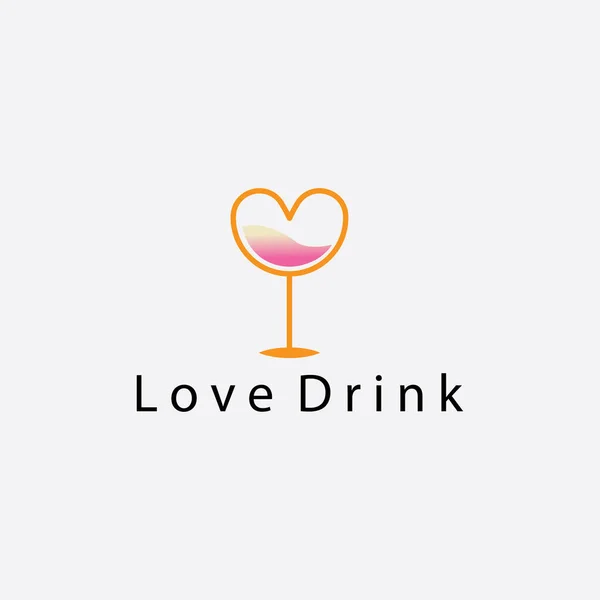 Amor Logotipo Bebida Vetor Ilustração Design Modelo — Vetor de Stock