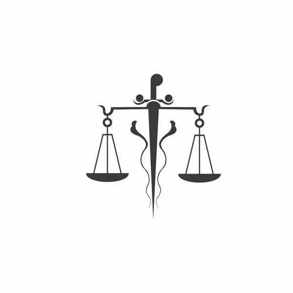 Měřítka Ikony Justice Vektor Logo Design Klip Art Ilustrace Injekce — Stockový vektor