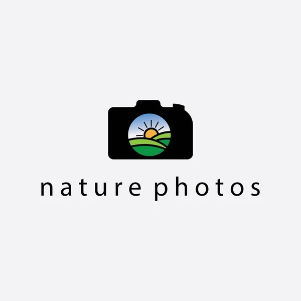 Fotografia Câmera Logotipo Ilustração Natureza Vetor Design Ícone — Vetor de Stock