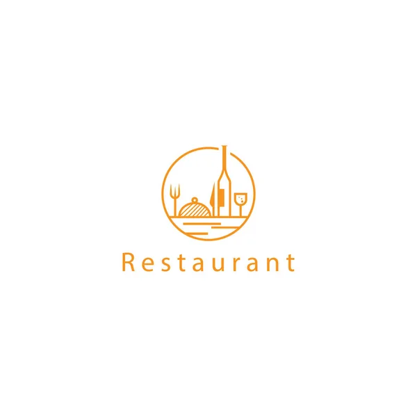 Περίγραμμα Κύκλο Εστιατόριο Λογότυπο Διάνυσμα Σχεδιασμό Τρόφιμα Ποτό — Διανυσματικό Αρχείο
