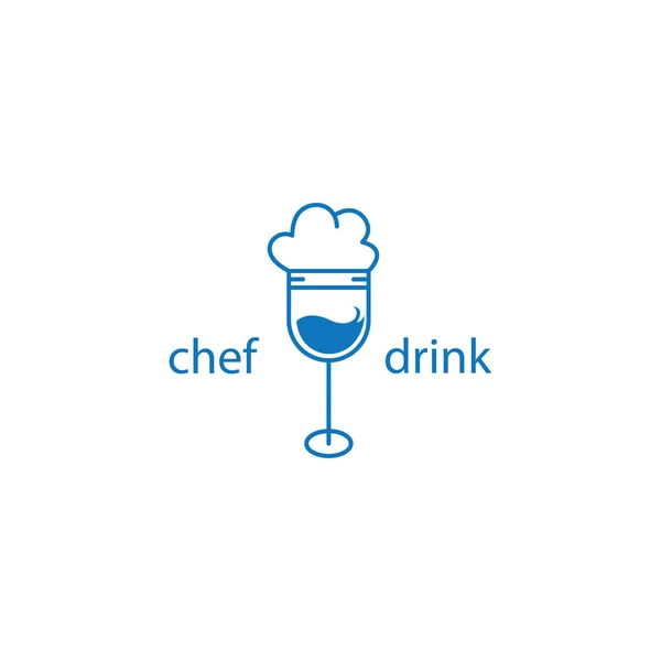 Chef Logo Illustrazione Bevanda Simbolo Ristorante Vettore Contorno Design — Vettoriale Stock