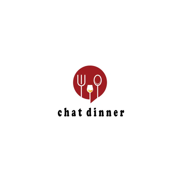 Chat Logo Essen Und Trinken Gabel Design Vektor Illustration — Stockvektor