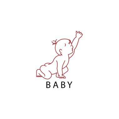 Renk tasarım vektörü şablonlu yaratıcı bebek logosu çizimi çizimi