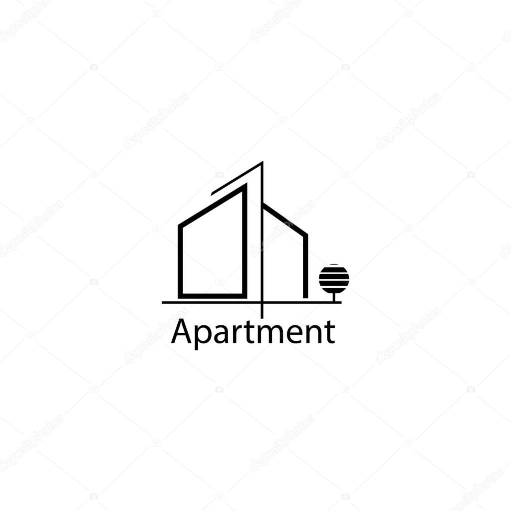 simple apartment logo illustration line design template vector