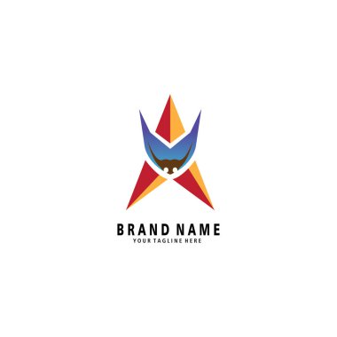 Kırmızı boğa logosu illüstrasyon yıldız tasarım renk şablonu