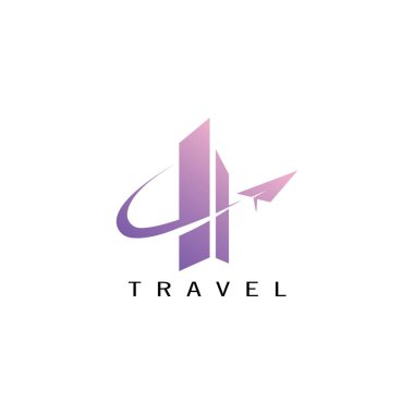 seyahat logosu illüstrasyon binası renk tasarım vektör şablonu