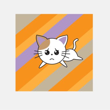 Sevimli çizgi film kedisi simgesi tasarım vektör çizimi