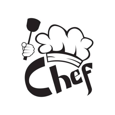 Aşçılık aletlerinin şef logosu, vektör tasarımı