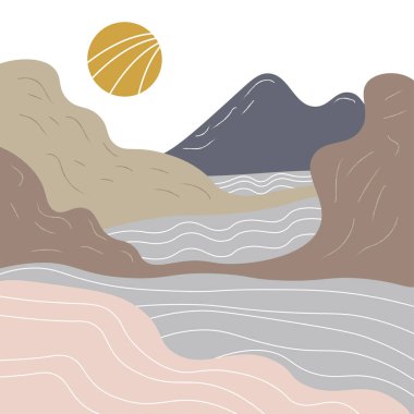 Benzersiz manzara arkaplan tasarımı vektör illüstrasyonu