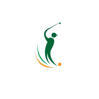Golf logosu illüstrasyon vektör tasarımı sopayı sallayan kişinin