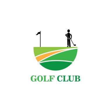 Golf sahası doğa renk illüstrasyonu, daire logo tasarımı vektörü