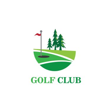 Golf logosu illüstrasyon yeşil alan tasarımı doğa çember vektörü