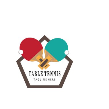 Masa tenisi raketi ve top ikonu renk tasarımı çizimi illüstrasyonu