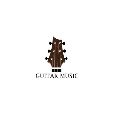 Gitar illüstrasyon müzik logosu tasarım şablonu vektörü