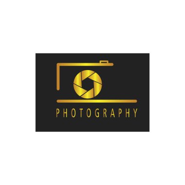 Kamera merceği logosu zarif dış hat siyah arkaplan tasarım şablonu vektörü