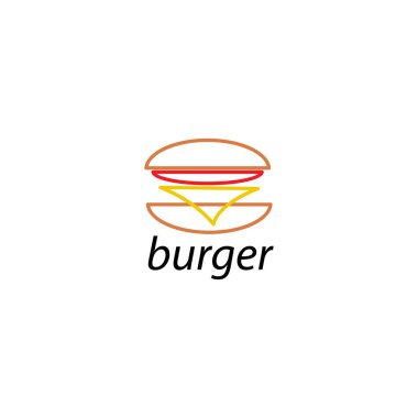 Hamburger logosu basit çizgi tasarım vektör çizimi